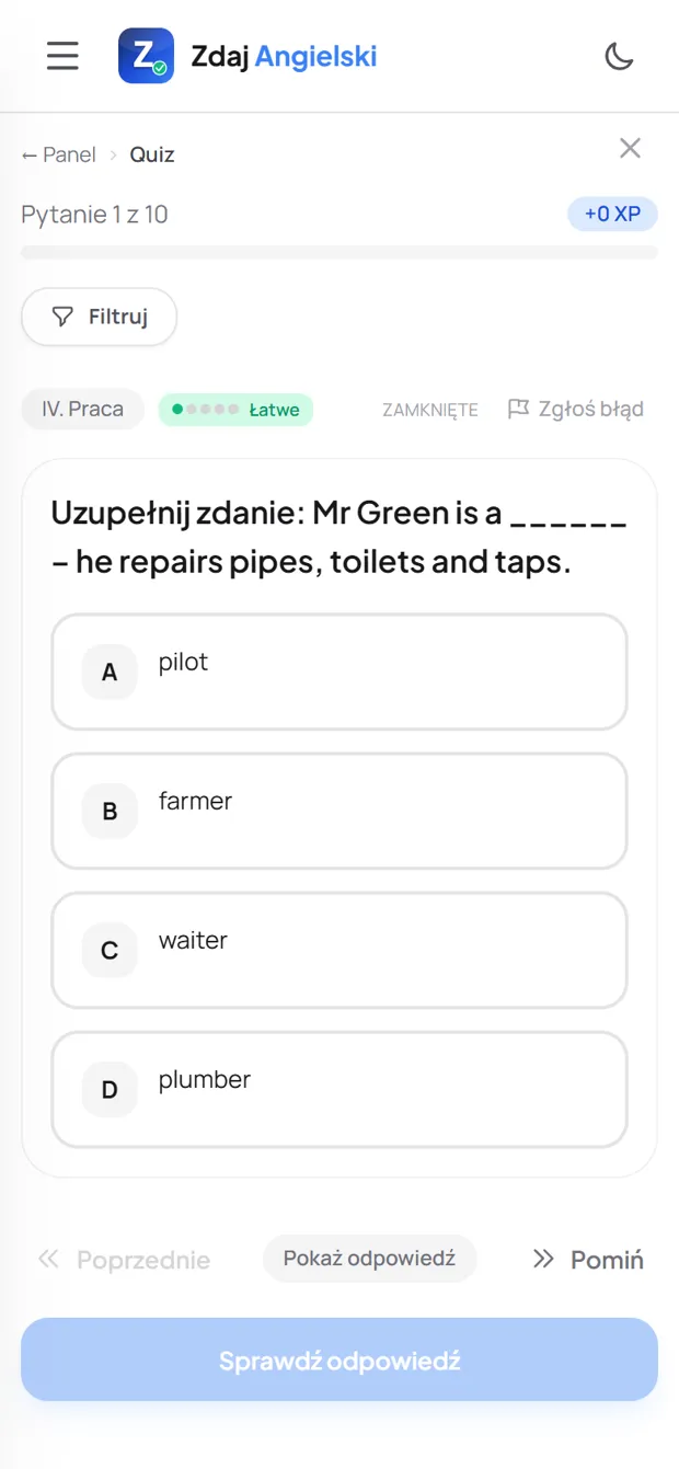 Zadanie z działu Praca w Zdaj Angielski