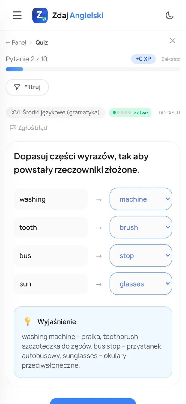 Poprawna odpowiedź z wyjaśnieniem — Czasowniki modalne