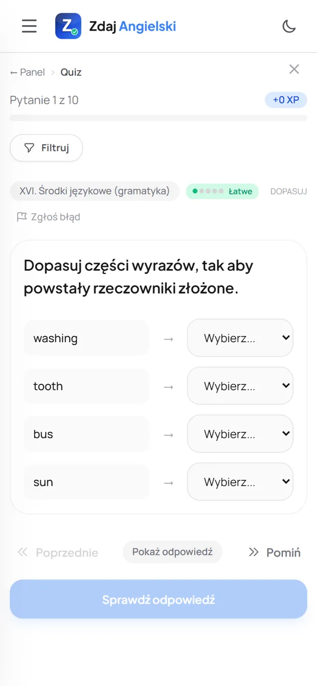 Zadanie z działu Czasowniki modalne w Zdaj Angielski