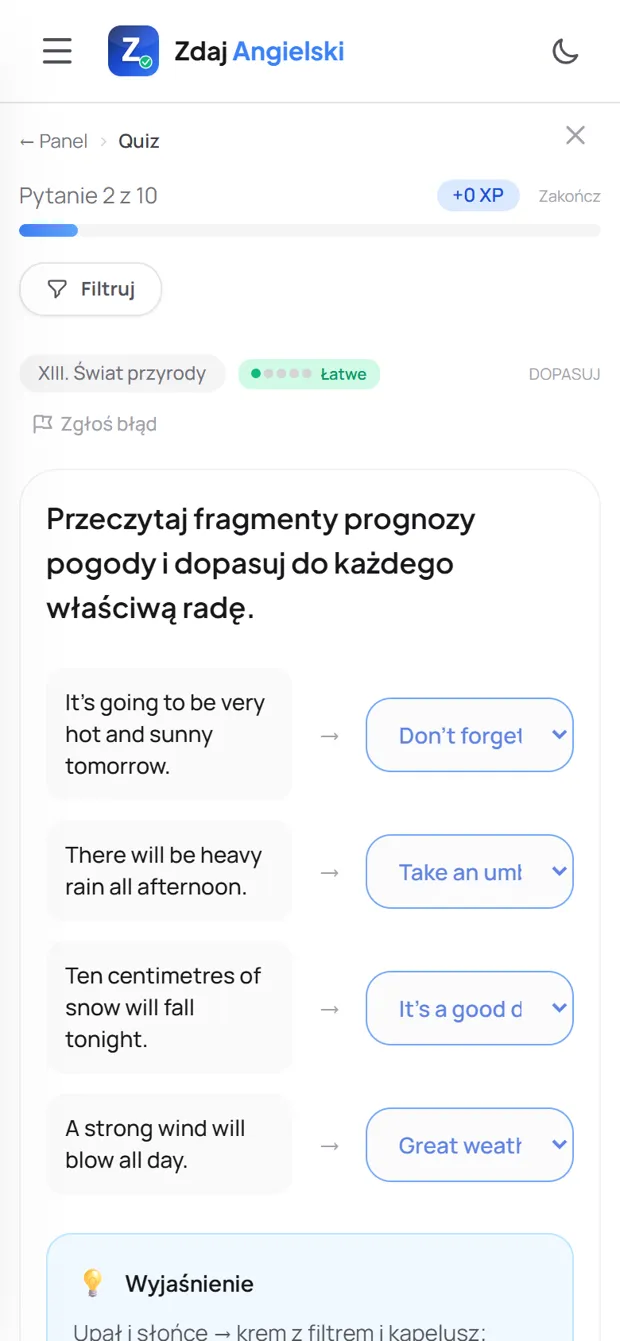 Poprawna odpowiedź z wyjaśnieniem — Świat przyrody