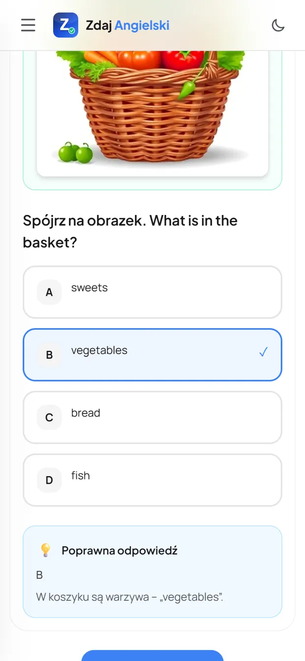 Poprawna odpowiedź z wyjaśnieniem — Żywienie